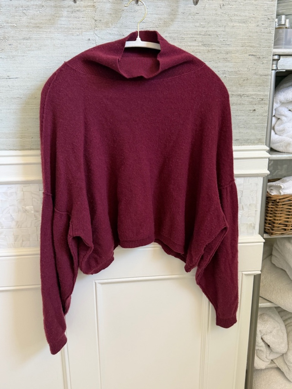 Small free people so low so high Relaxed cashmere Turtleneck Sweater Wine Red - Picture 3 of 17